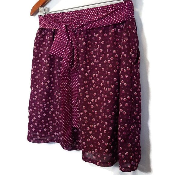 COSTA BLANCA Chiffon A-Line Mini Skirt Floral Tie Waist Purple Spring - Picture 4 of 13